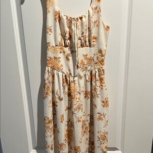 Floral Cream and Orange Women's Dress